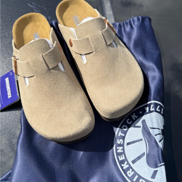 Birkenstock Shoes - Birkenstock Beige Suede Slip-Ons